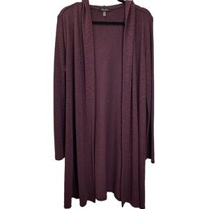 Laila Jayde Sweater Women Size L Open Front Cozy Cardigan Hooded W/Side Slits